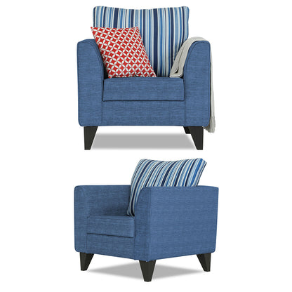 Adorn India Lawson Stripes 3+2+1 6 Seater Sofa Set with Centre Table (Blue)
