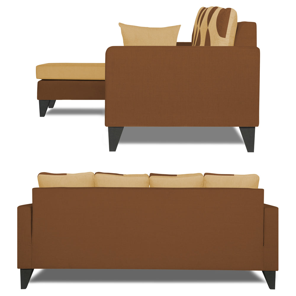 Adorn India Denver L Shape 5 Seater Sofa Set LHS (Brown & Beige) (3 Year Warranty)