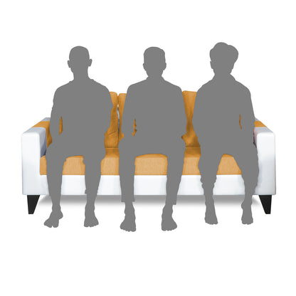 Adorn India Ashley Digitel Print Leatherette Fabric 3 Seater Sofa (Beige & White)