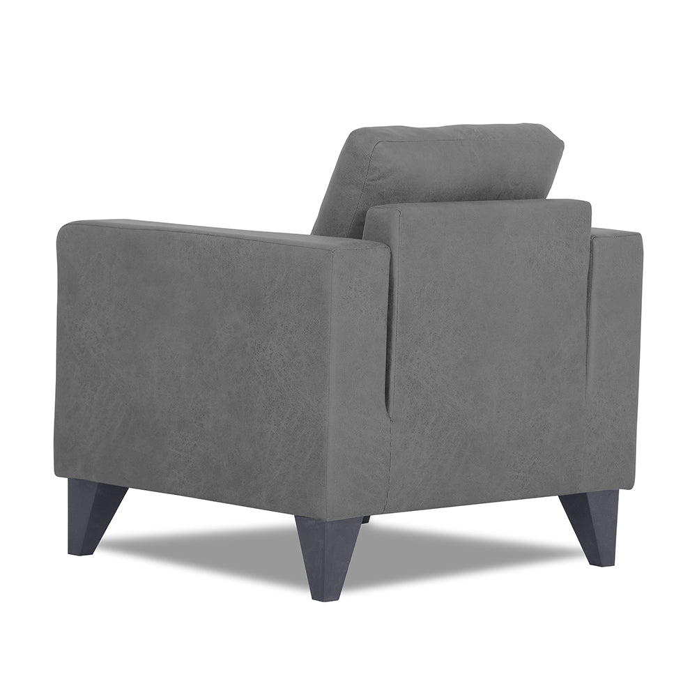 Adorn India Straight line Plus Premium Leatherette Suede 1 Seater Sofa (Grey) (3 Year Warranty)