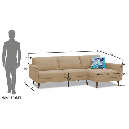Adorn India Damian L Shape 6 Seater Sofa Set RHS (Beige) (3 Year Warranty)