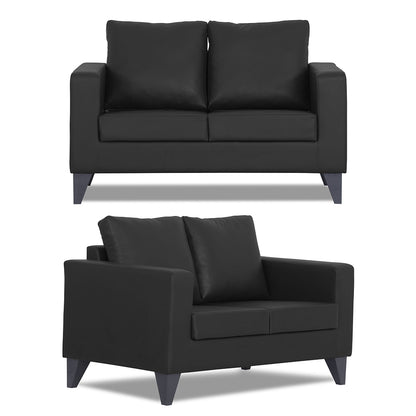 Adorn India Straight line Plus Leatherette 3+2 5 Seater Sofa Set (Black) (3 Year Warranty)