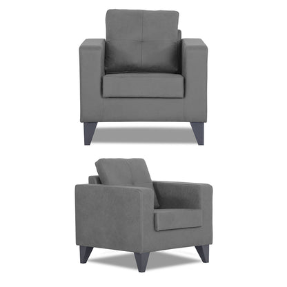 Adorn India Straight line Plus Premium Leatherette Suede 3+1+1 5 Seater Sofa Set (Grey) (3 Year Warranty)