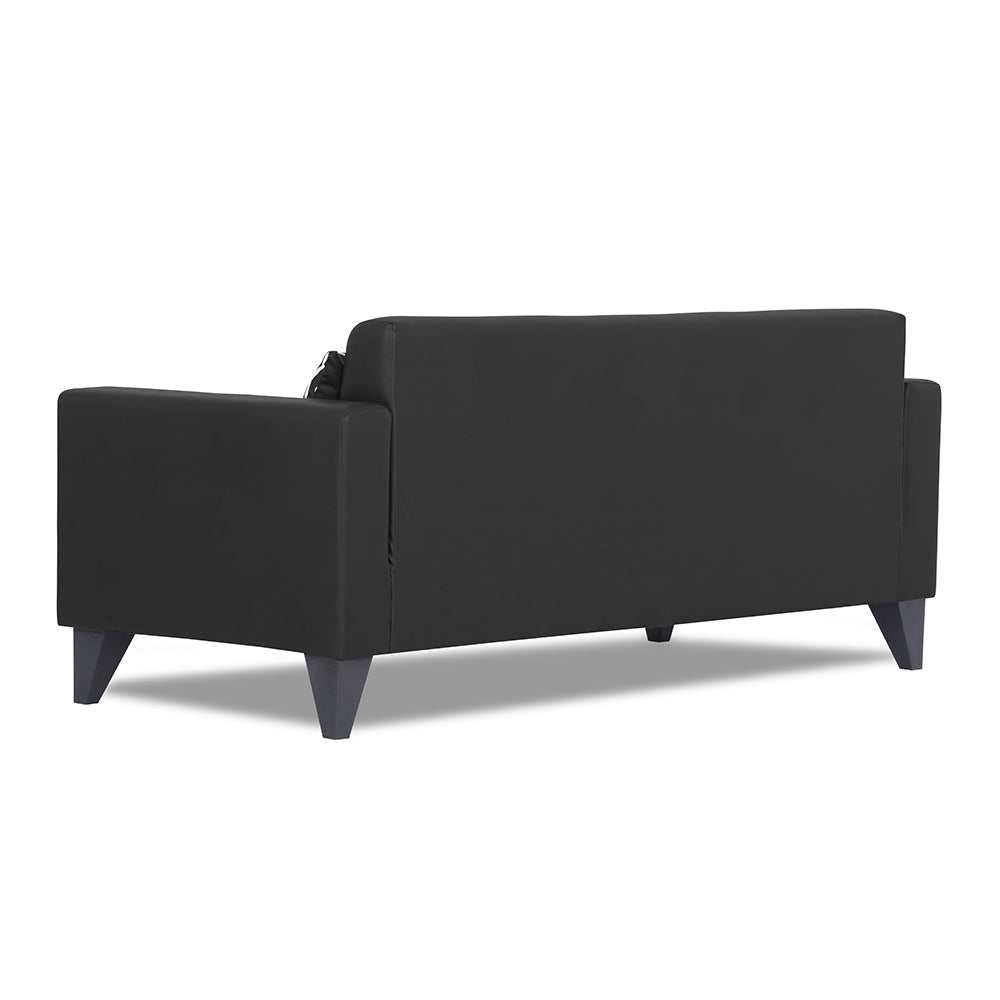 Adorn India Bladen Leatherette 3 Seater Sofa (Black)