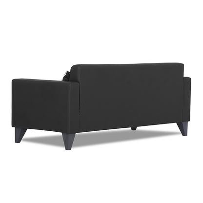Adorn India Bladen Leatherette 3 Seater Sofa (Black)