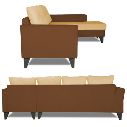 Adorn India Maddox Tufted L Shape 6 Seater Sofa Set RHS (Brown & Beige) (3 Year Warranty)