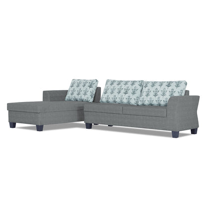 Adorn India Valencia Plus L Shape 6 Seater Sofa Set Leaf (Left Hand Side) (Grey)