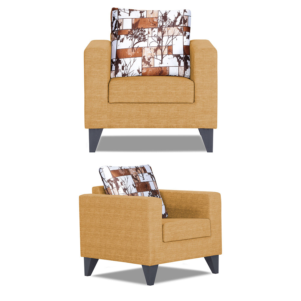 Adorn India Hallton Digitel Print Cushion 3+2+1 6 Seater Sofa Set (Beige) (3 Year Warranty)