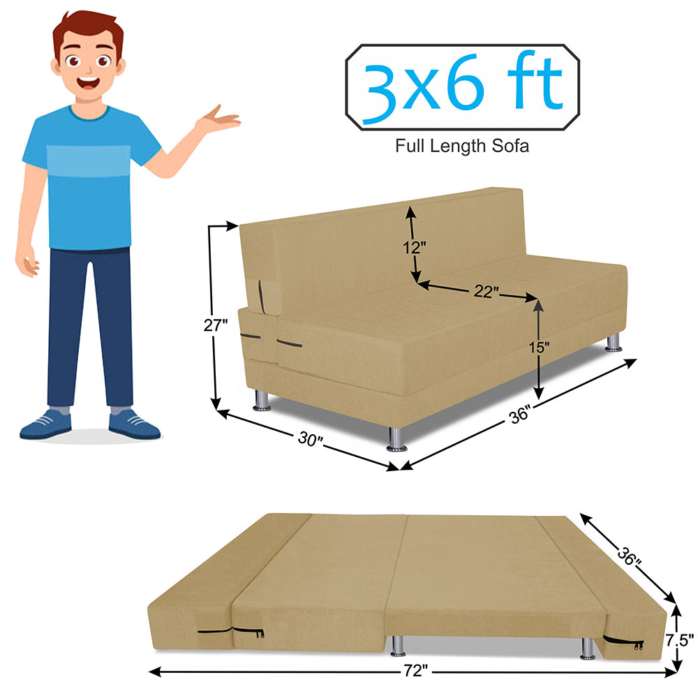 Adorn India Easy Alyn Plus Decent 2 Seater Sofa Cum Bed (3x6) (Beige) (1 Year Warranty)