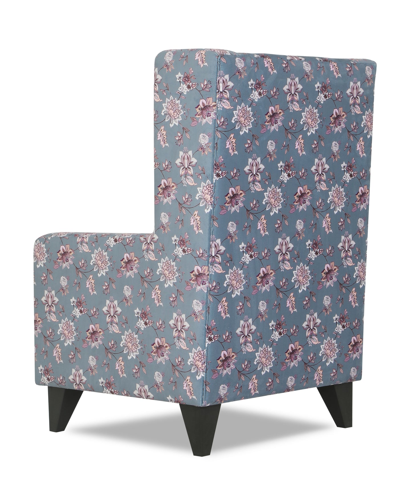 Adorn India Christopher 1 Seater Wing Chair Floral Print (Grey)
