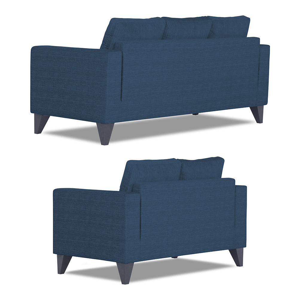 Adorn India Hallton Plain 3+2 5 Seater Sofa Set (Blue) (3 Year Warranty)
