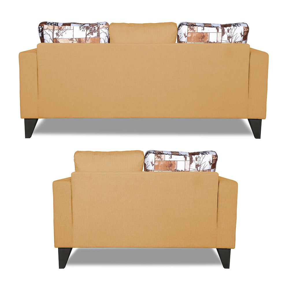 Adorn India Hallton Digitel Print Cushion 3+2 5 Seater Sofa Set (Beige) (3 Year Warranty)