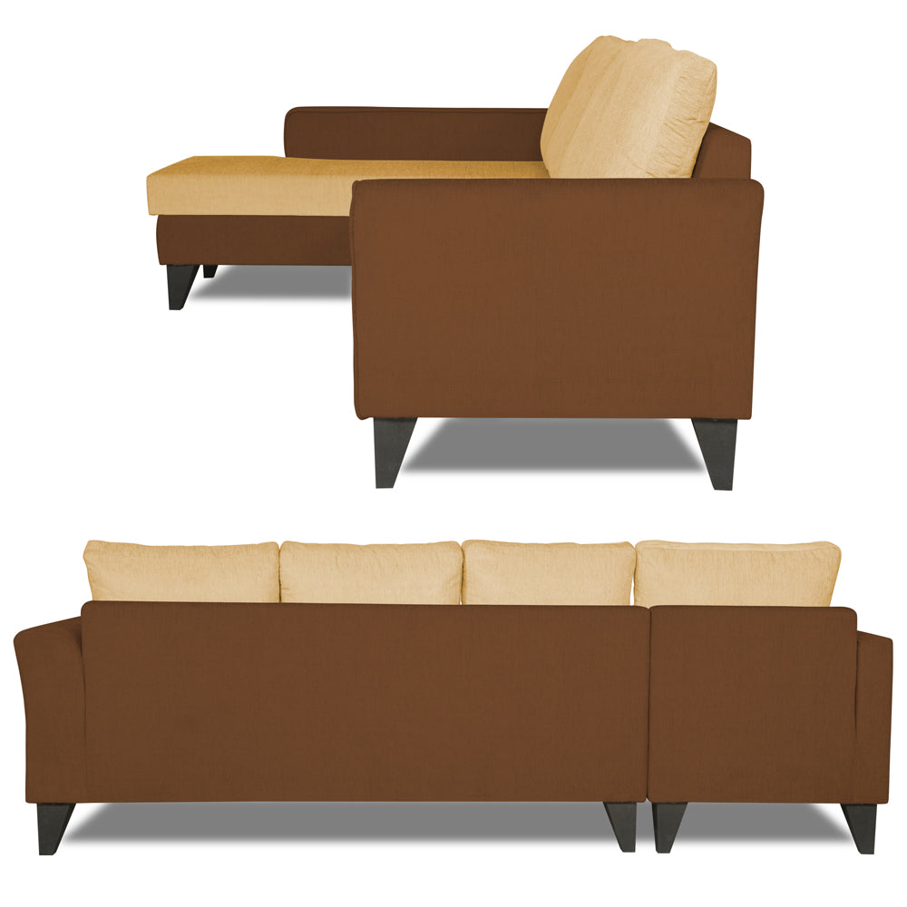 Adorn India Maddox Plain Two Tone L Shape 6 Seater Sofa Set LHS (Brown & Beige) (3 Year Warranty)