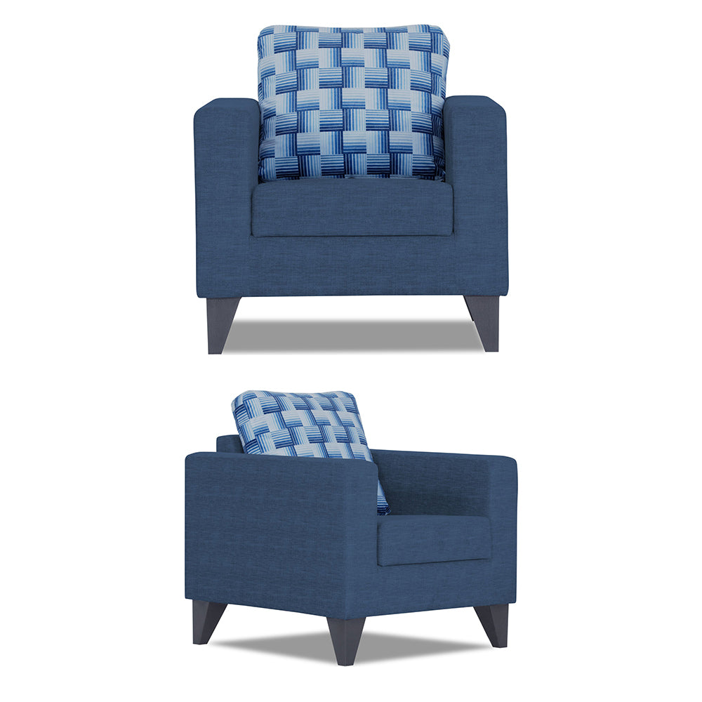 Adorn India Straight line Plus Bricks 3+1+1 5 Seater Sofa Set (Blue) (3 Year Warranty)
