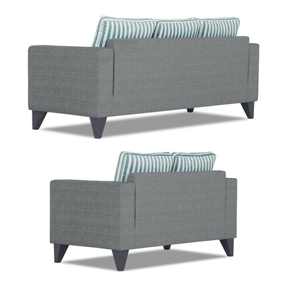 Adorn India Straight Line Plus Stripes 3+2 5 Seater Sofa Set (Grey) (3 Year Warranty)