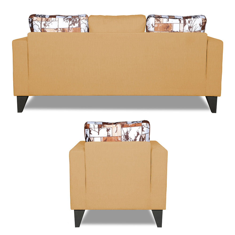 Adorn India Hallton Digitel Print Cushion 3+1+1 5 Seater Sofa Set (Beige) (3 Year Warranty)