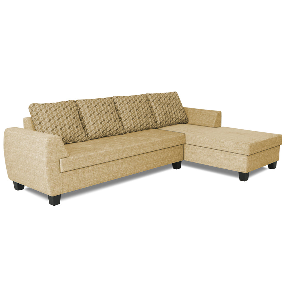 Adorn India Raiden Bricks Premium L Shape 6 Seater Sofa Set with Center Table (Right Hand Side) (Beige) (3 Year Warranty)