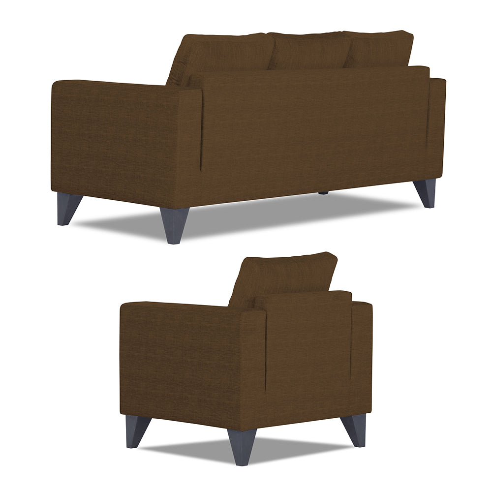 Adorn India Hallton Tufted 3+1+1 5 Seater Sofa Set (Brown) (3 Year Warranty)