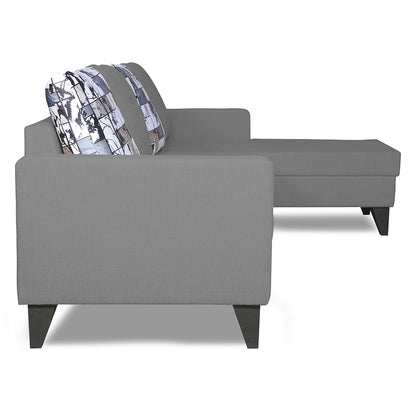 Adorn India Hallton L Shape 5 Seater Sofa Set Digitel Print (Right Hand Side) (Grey) (3 Year Warranty)