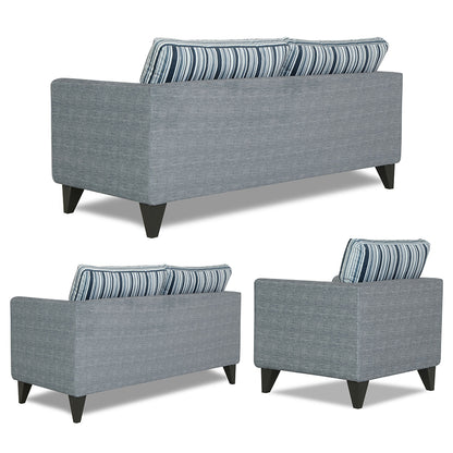 Adorn India Lawson Stripes 3+2+1 6 Seater Sofa Set with Centre Table (Grey)