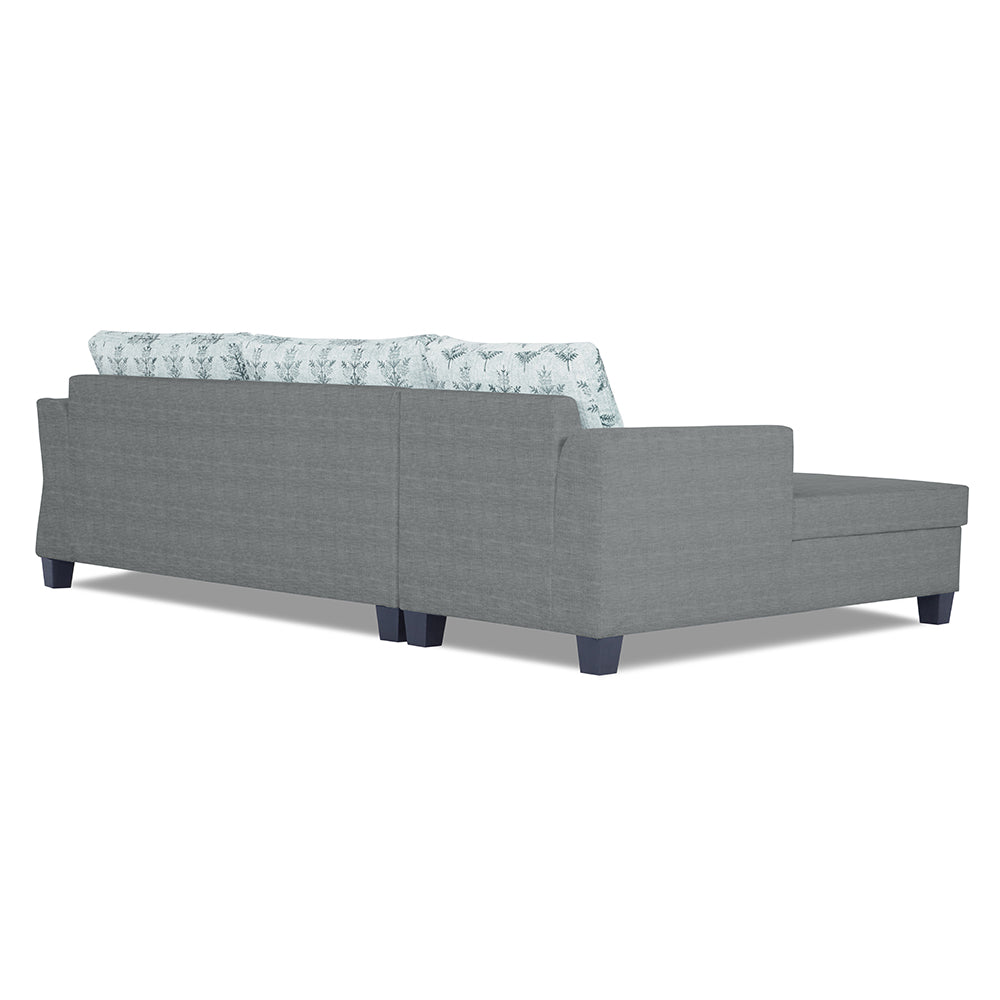 Adorn India Valencia Plus L Shape 6 Seater Sofa Set Leaf (Left Hand Side) (Grey)