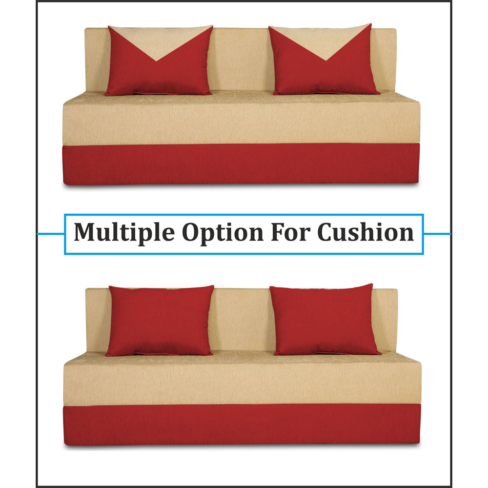 Adorn India Easy Boom 4 Seater Sofa Cum Bed 6 x 6 (Red Beige) (1 Year Warranty)