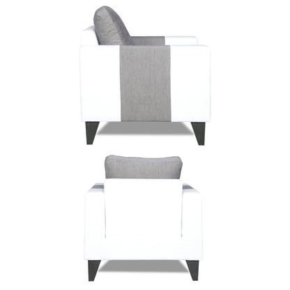 Adorn India Ashley Plain Leatherette Fabric 1 Seater Sofa (Grey & White) (3 Year Warranty)
