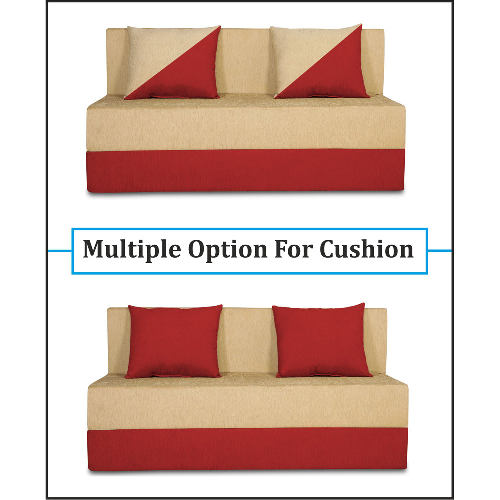 Adorn India Easy Desmond 2 Seater Sofa Cum Bed 4 x 6 (Red & Beige) (1 Year Warranty)