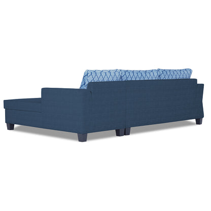 Adorn India Valencia Plus L Shape 6 Seater Sofa Set Blossom (Right Hand Side) (Blue)