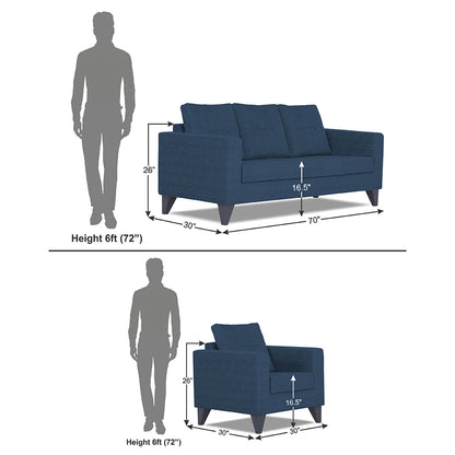 Adorn India Hallton Tufted 3-1-1 Five Seater Sofa Set (Blue)  (3 Year Warranty)
