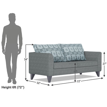 Adorn India Cortina Damask 3 Seater Sofa (Grey)
