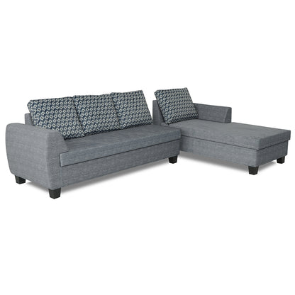 Adorn India Raiden Bricks Premium L Shape 6 Seater Sofa Set with Center Table (Right Hand Side) (Grey) (3 Year Warranty)