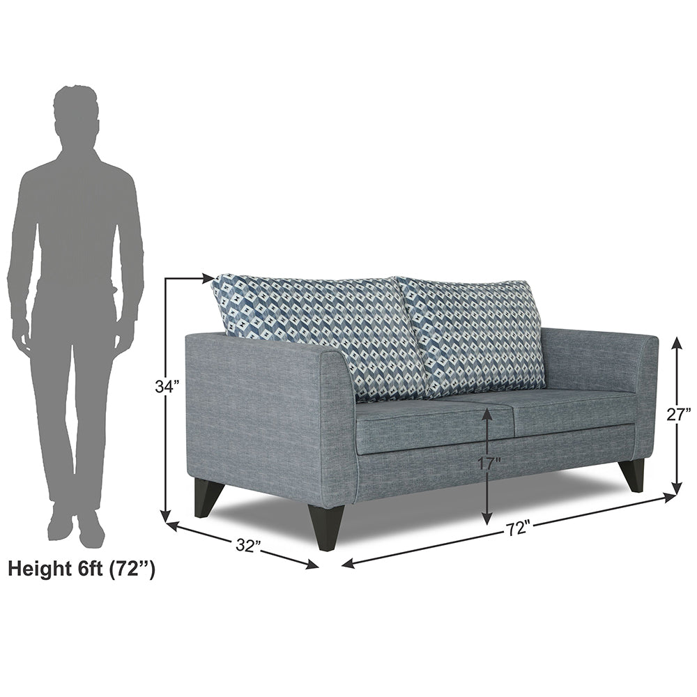 Adorn India Tornado Bricks 3 Seater Sofa (Grey)