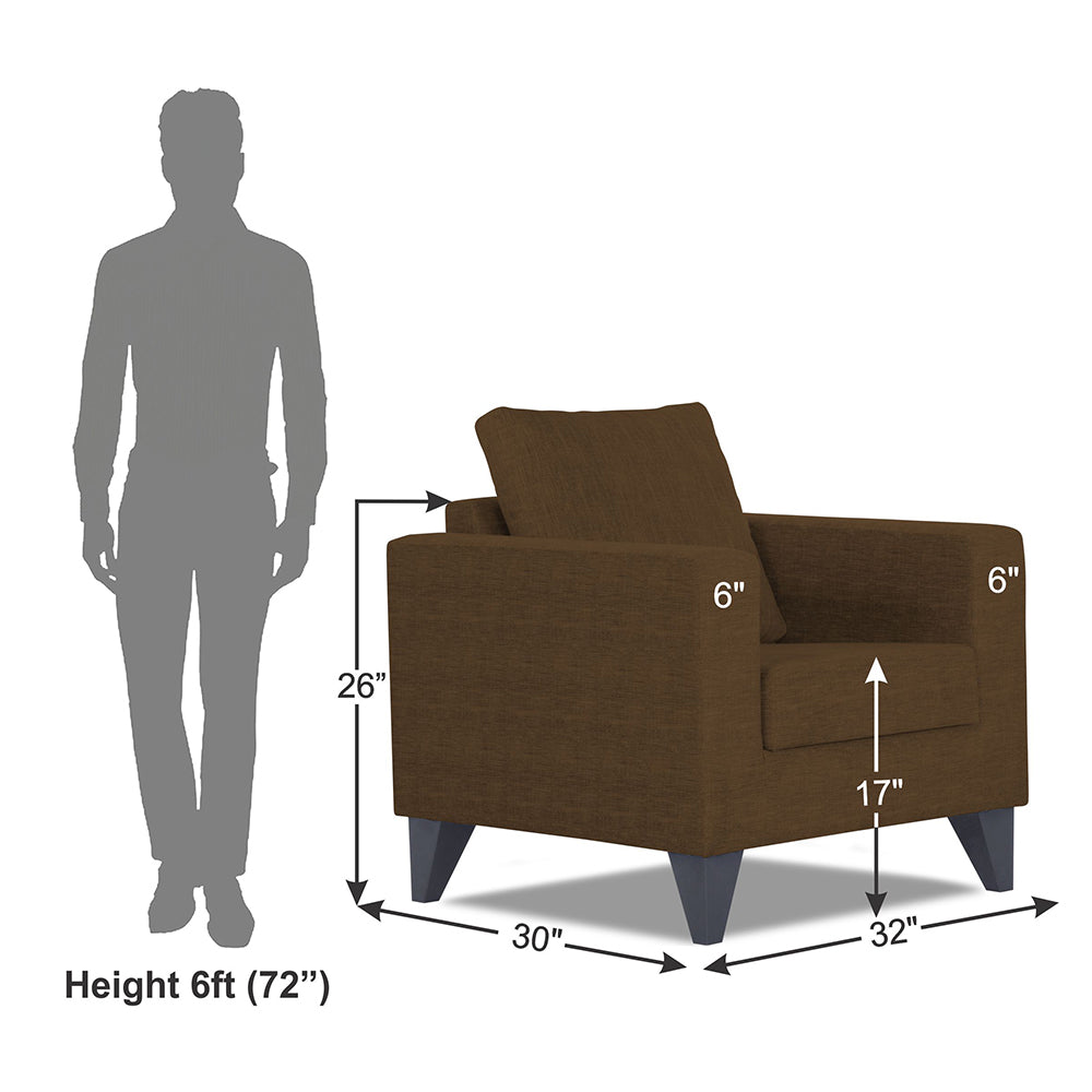 Adorn India Straight Line Plus Decent 1 Seater Sofa (Brown) (3 Year Warranty)