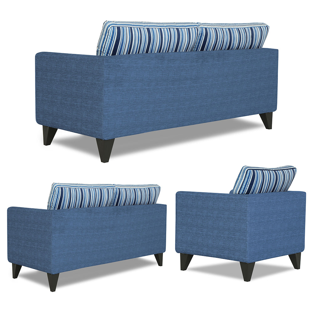 Adorn India Lawson Stripes 3+2+1 6 Seater Sofa Set with Centre Table (Blue)