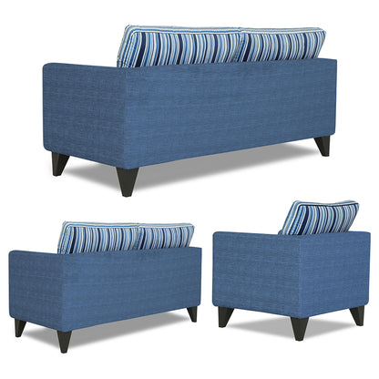 Adorn India Lawson Stripes 3+2+1 6 Seater Sofa Set with Centre Table (Blue)