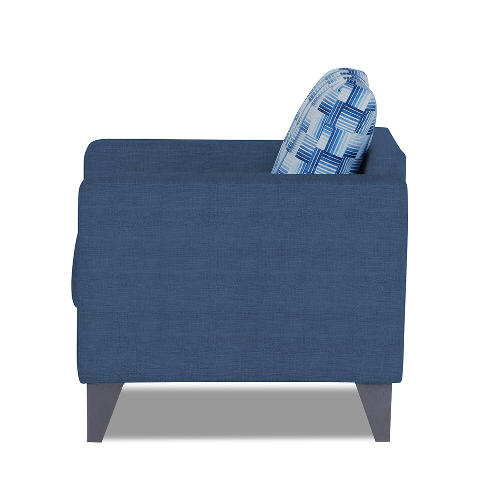 Adorn India Straight line Plus Bricks 3 Seater Sofa (Blue) (3 Year Warranty)