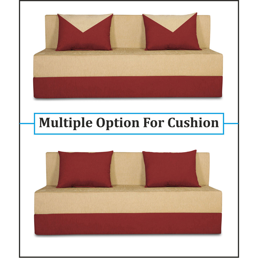 Adorn India Easy Boom 3 Seater Sofa Cum Bed 5 x 6 (Maroon & Beige) (1 Year Warranty)