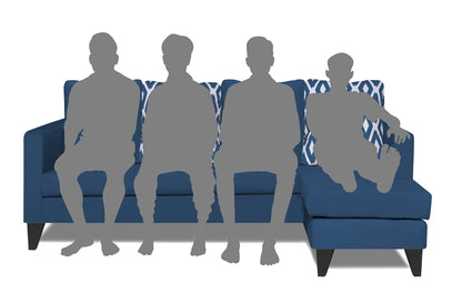 Adorn India Beetle Rhombus L Shape 5 Seater Sofa Set RHS (Blue) (3 Year Warranty)