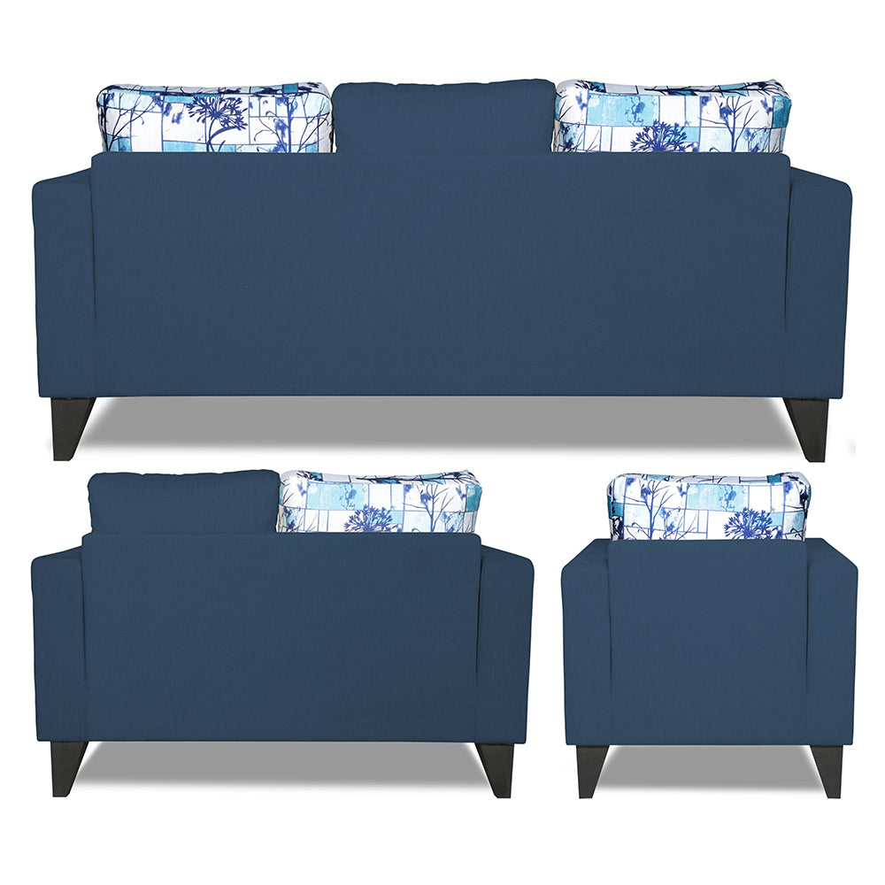 Adorn India Hallton Digitel Print Cushion 3+2+1 6 Seater Sofa Set (Blue) (3 Year Warranty)
