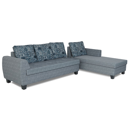 Adorn India Raiden Crafty L Shape 6 Seater Sofa Set with Center Table (Right Hand Side) (Grey) (3 Year Warranty)