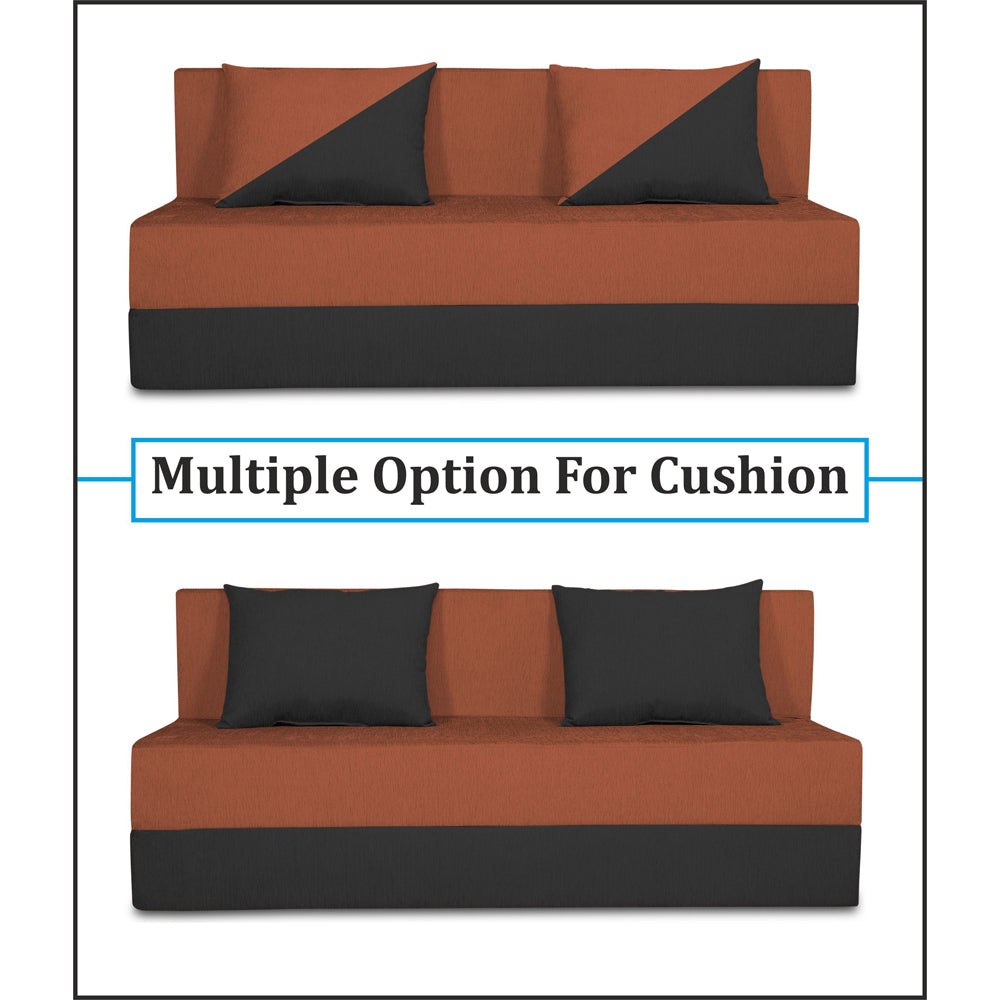 Adorn India Easy Desmond 3 Seater Sofa Cum Bed 5 x 6 (Rust & Black) (1 Year Warranty)