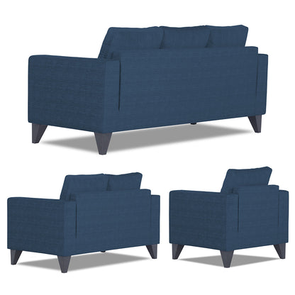 Adorn India Hallton Tufted 3-2-1 Six Seater Sofa Set (Blue) (3 Year Warranty)