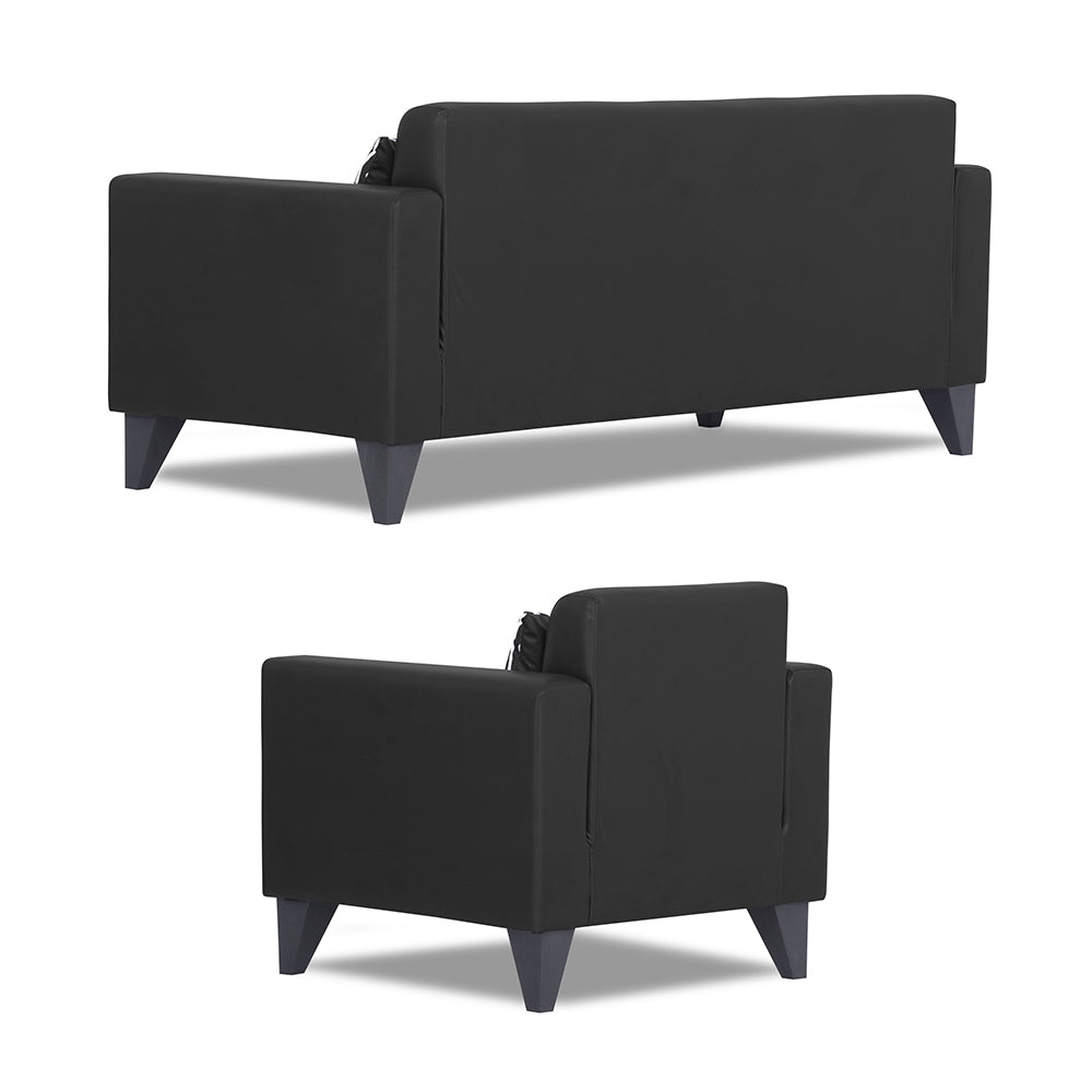 Adorn India Bladen Leatherette 3+1+1 5 Seater Sofa Set (Black)