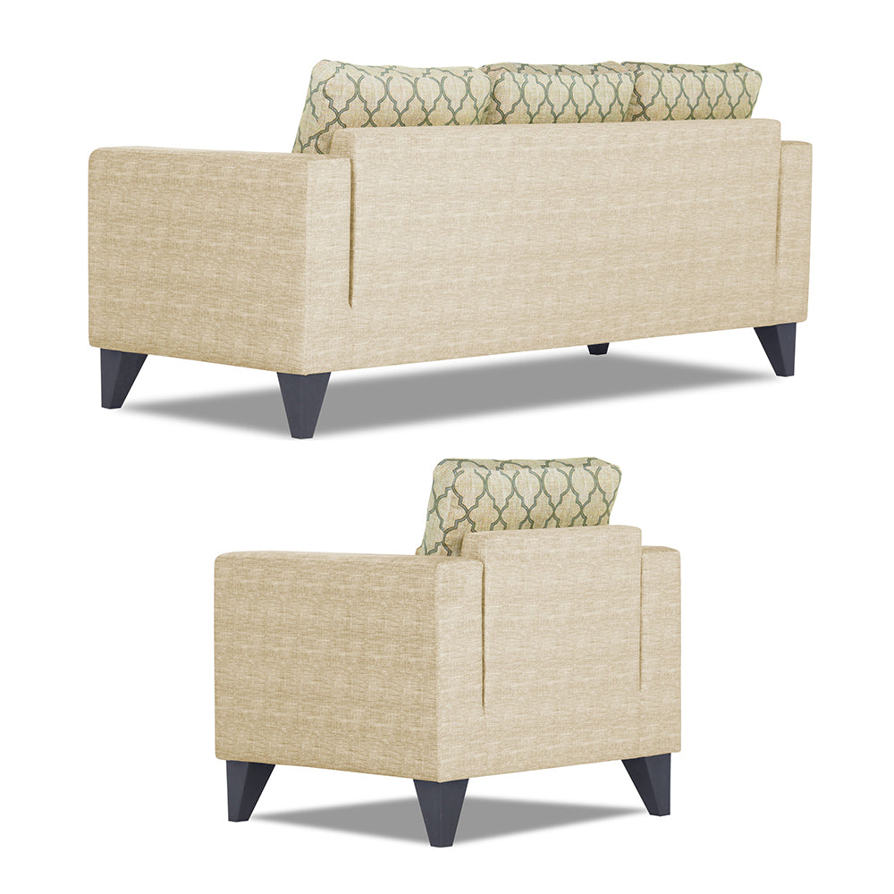 Adorn India Straight line Plus Blossom 3+1+1 5 Seater Sofa Set (Beige) (3 Year Warranty)