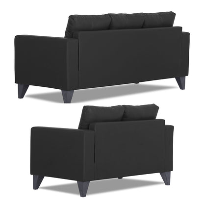 Adorn India Straight line Plus Leatherette 3+2 5 Seater Sofa Set (Black) (3 Year Warranty)