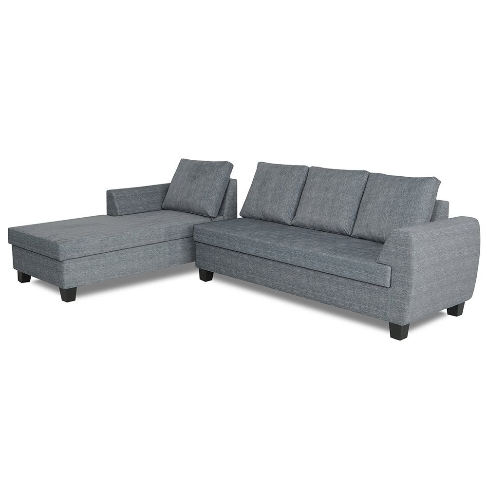 Adorn India Raiden Decent Premium L Shape 6 Seater Sofa Set with Center Table (Left Hand Side) (Grey) (3 Year Warranty)
