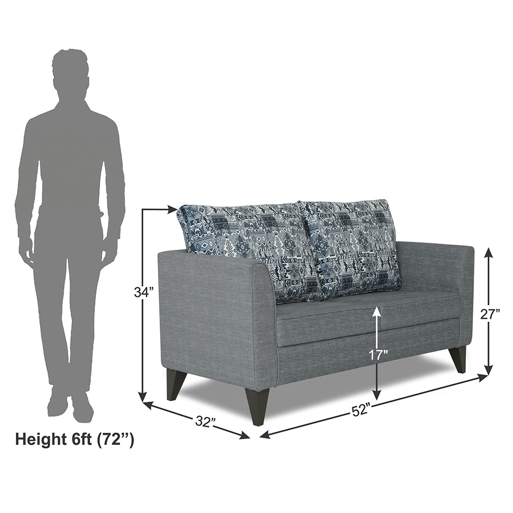 Adorn India Sheldon Crafty 2 Seater Sofa (Grey)
