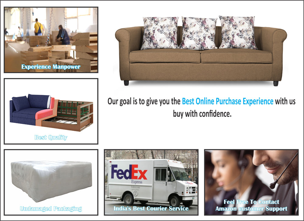 Adorn India Magnum 3 Seater Sofa (Camel)