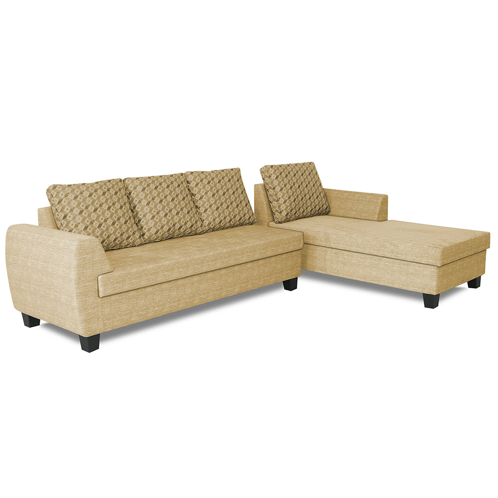 Adorn India Raiden Bricks Premium L Shape 6 Seater Sofa Set with Center Table (Right Hand Side) (Beige) (3 Year Warranty)